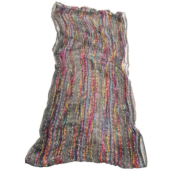 Anika Dali Infinity Scarf Cowl Snood Multicolor Threads Silver Shimmer 34x17” - Picture 7 of 8